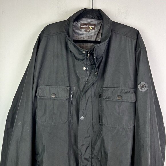 Michael Kors Men’s Black Full Zip Snap Windbreaker Coat Jacket size 4XLT - Picture 2 of 8